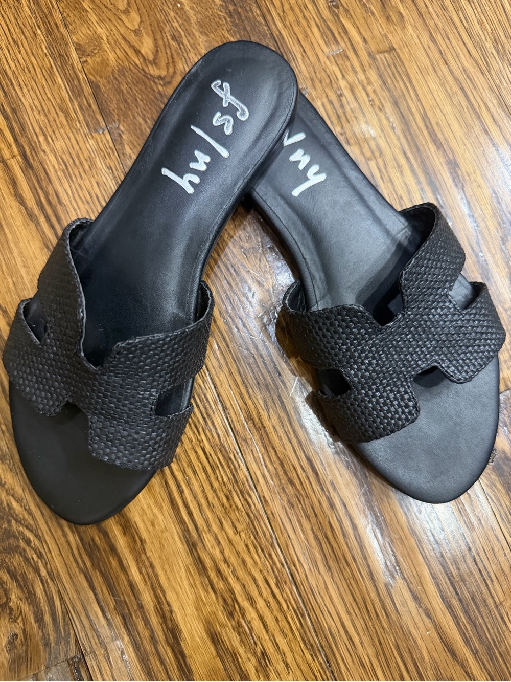 🔥 Designer French Sole Black Woven Slide Sandals - Picture 7 of 7